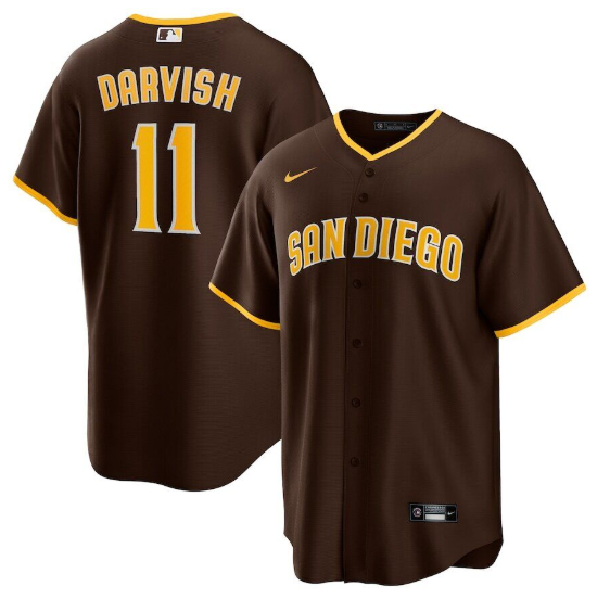 Men's San Diego Padres #11 Yu Darvish Brown Cool Base Stitched Jersey